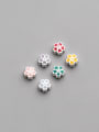 thumb S925 silver electroplating drop glue color five-petal flower 6mm through-hole spacer beads 0