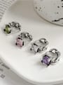thumb 925 Sterling Silver Cubic Zirconia Square Vintage Huggie Earring 0