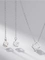 thumb 925 Sterling Silver Cubic Zirconia Minimalist Square Earring and Necklace Set 0