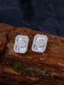 thumb 925 Sterling Silver Shell Rectangle Luxury Stud Earring 0