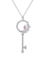 thumb 925 Sterling Silver Cubic Zirconia Key Minimalist Necklace 0