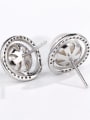 thumb 925 Sterling Silver 18K White Gold Plated Ball Earring Setting Stone size: 75mm 1