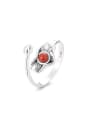thumb 925 Sterling Silver Carnelian Flower Vintage Band Ring 3