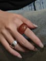 thumb Big head ring agate chalcedony Geometric Vintage Band Ring 1