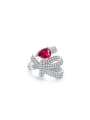 thumb 925 Sterling Silver High Carbon Diamond Red Geometric Luxury Band Ring 0