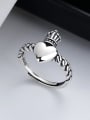 thumb 925 Sterling Silver Crown Heart Vintage Band Ring 3