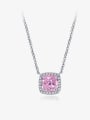 thumb 925 Sterling Silver High Carbon Diamond Square Luxury Necklace 0