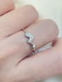 thumb 925 Sterling Silver Cubic Zirconia Heart Minimalist Band Ring 1
