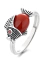 thumb 925 Sterling Silver Carnelian Fish Vintage Band Ring 3