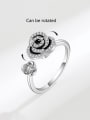 thumb 925 Sterling Silver Cubic Zirconia Flower Artisan Can Be Rotated Band Ring 3