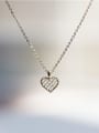 thumb 925 Sterling Silver Rhinestone Heart Dainty Necklace 0