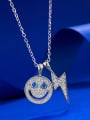 thumb 925 Sterling Silver Cubic Zirconia Smiley Lightning Luxury Necklace 0