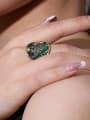thumb 925 Sterling Silver Emerald Geometric Vintage Band Ring 1