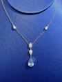 thumb 925 Sterling Silver High Carbon Diamond Pear Shaped Dainty Necklace 0