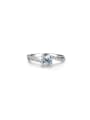 thumb 925 Sterling Silver Moissanite Blue Geometric Dainty Band Ring 0