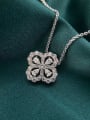 thumb 925 Sterling Silver High Carbon Diamond Flower Luxury Necklace 2