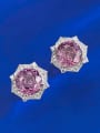 thumb 925 Sterling Silver Cubic Zirconia Red Flower Luxury Stud Earring 2