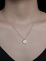 thumb 925 Sterling Silver Minimalist  Sunflower Round Card Pendant Necklace 1