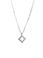 thumb 925 Sterling Silver Rhinestone Square Dainty Necklace 0