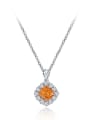 thumb 925 Sterling Silver High Carbon Diamond Orange Geometric Luxury Necklace 0