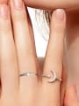thumb 925 Sterling Silver Cubic Zirconia Moon Minimalist Band Ring 1