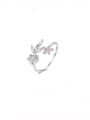 thumb 925 Sterling Silver Cubic Zirconia Leaf Dainty Band Ring 3