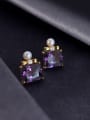 thumb 925 Sterling Silver Crystal Purple perfume bottle Trend Stud Earring 2