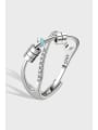 thumb 925 Sterling Silver Cubic Zirconia Rotate Cross Minimalist Stackable Ring 0