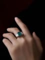 thumb 925 Sterling Silver High Carbon Diamond Green Geometric Luxury Band Ring 1