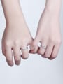 thumb 925 Sterling Silver Cubic Zirconia Irregular Minimalist Couple Ring 1
