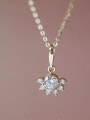 thumb 925 Sterling Silver Rhinestone Gold Flower Dainty Necklace 2