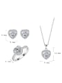 thumb 925 Sterling Silver Cubic Zirconia Luxury Heart Earring Ring and Necklace Set 1