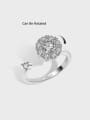 thumb 925 Sterling Silver Cubic Zirconia Geometric Cute  Can Be Rotated Band Ring 4