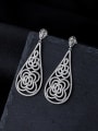 thumb 925 Sterling Silver Cubic Zirconia Flower Statement Cluster Earring 2