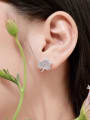 thumb 925 Sterling Silver Cubic Zirconia Leaf Luxury Cluster Earring 1