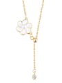 thumb 925 Sterling Silver Cubic Zirconia Enamel Flower Dainty Lariat Necklace 0