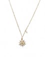 thumb 925 Sterling Silver Crystal Gold Flower Dainty Necklace 0