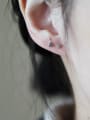 thumb 925 Sterling Silver Cubic Zirconia Black Triangle Dainty Stud Earring 1