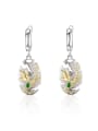thumb 925 Sterling Silver Natural Stone Leaf Luxury Huggie Earring 3