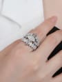thumb 925 Sterling Silver Cubic Zirconia Flower Luxury Band Ring 3