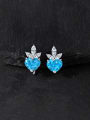 thumb 925 Sterling Silver High Carbon Diamond Blue Heart Dainty Stud Earring 0