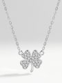 thumb 925 Sterling Silver Cubic Zirconia Clover Minimalist Necklace 2