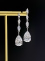 thumb 925 Sterling Silver Cubic Zirconia Water Drop Luxury Long  Cluster Earring 1