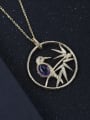 thumb 925 Sterling Silver Amethyst Bird Artisan Round Pendant Necklace 1