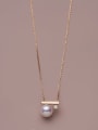 thumb 925 Sterling Silver Imitation Pearl Round Dainty Necklace 1