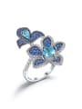 thumb 925 Sterling Silver Natural Stone Flower Luxury Band Ring 4