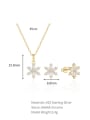 thumb 925 Sterling Silver Cubic Zirconia Dainty Flower  Earring and Necklace Set 2
