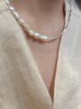 thumb 925 Sterling Silver Freshwater Pearl Dainty Geometric  Bracelet and Necklace Set 2