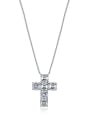 thumb 925 Sterling Silver High Carbon Diamond White Cross Trend Necklace 0