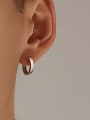 thumb 925 Sterling Silver Round Minimalist Single Earring(Single -Only One) 1